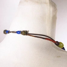 Load image into Gallery viewer, Double Strand Beaded Necklace with blue red turquoise &amp; green glass &amp; gemstone beads lobster claw clasp