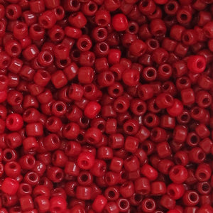 Opaque Brick Red Seed Beads, Size #8