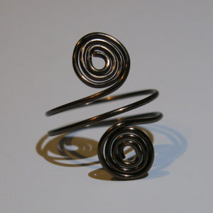 Hematite Double Spirals Adjustable Wire Ring