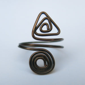 Antique Brass Products Spiral/Triangle Adjustable Wire Ring 