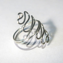 Load image into Gallery viewer, Silver Squiggles Adjustable Wire Ring