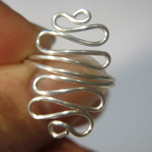 Load image into Gallery viewer, Silver Squiggles Adjustable Wire Ring