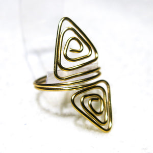 Double Triangles Adjustable Wire Ring in Gold