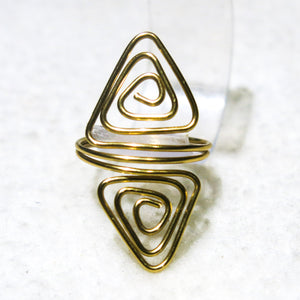 Double Triangles Adjustable Wire Ring in Gold