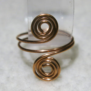 Copper Double Spirals Adjustable Wire Ring
