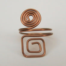 Load image into Gallery viewer, Copper Spiral/Square Adjustable Wire Ring 