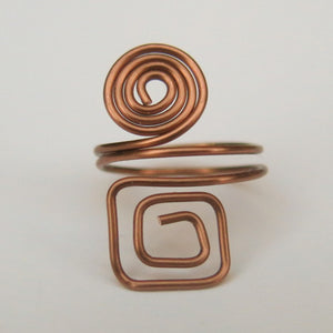 Copper Spiral/Square Adjustable Wire Ring 