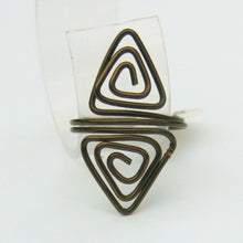 Load image into Gallery viewer, Double Triangles Adjustable Wire Ring in Antique Brass