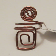 Load image into Gallery viewer, Antique Copper Spiral/Square Adjustable Wire Ring 