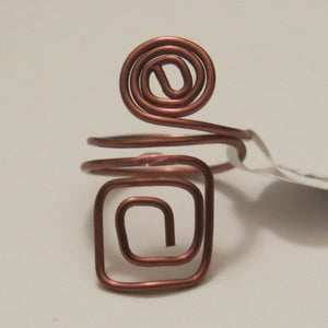 Antique Copper Spiral/Square Adjustable Wire Ring 