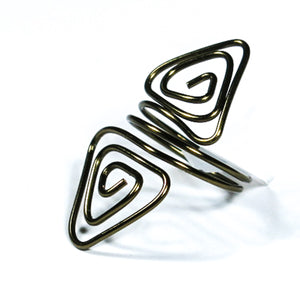Double Triangles Adjustable Wire Ring in Hematite