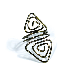 Double Triangles Adjustable Wire Ring in Hematite