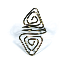 Load image into Gallery viewer, Double Triangles Adjustable Wire Ring in Antique Brass