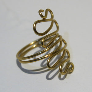 Gold Squiggles Adjustable Wire Ring