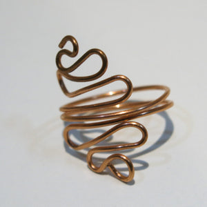 Copper Squiggles Adjustable Wire Ring