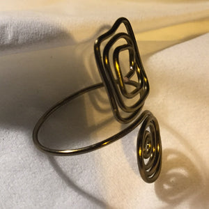 Antique Brass Spiral/Square Adjustable Wire Ring 