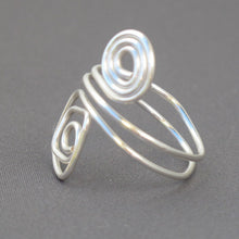 Load image into Gallery viewer, Silver Spiral/Square Adjustable Wire Ring 