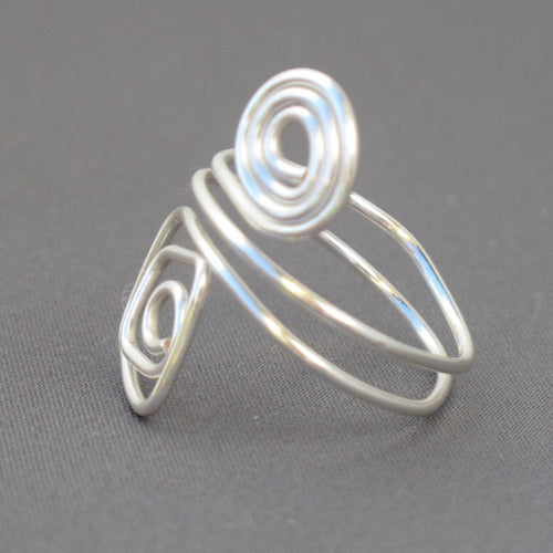 Silver Spiral/Square Adjustable Wire Ring 