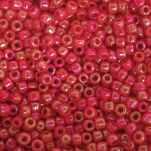 Rainbow Opaque Red Seed Beads, Size #8