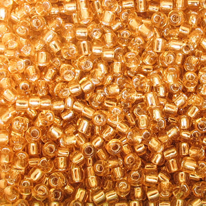 Silver-Lined Medium Gold Seed Beads, Size #8
