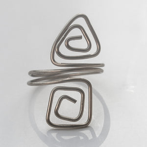Silver Square/Triangle Adjustable Wire Ring 