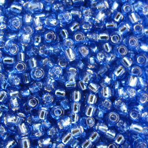 Silver-Lined Blue Seed Beads, Size #6 