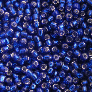 Silver-Lined Dark Blue Seed Beads, Size #6 