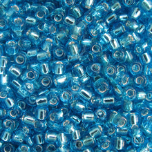 Load image into Gallery viewer, Silver-Lined Aqua Seed Beads, Size #6 