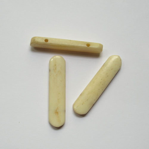Spacers, Extra-Long White Bone, with 2 holes