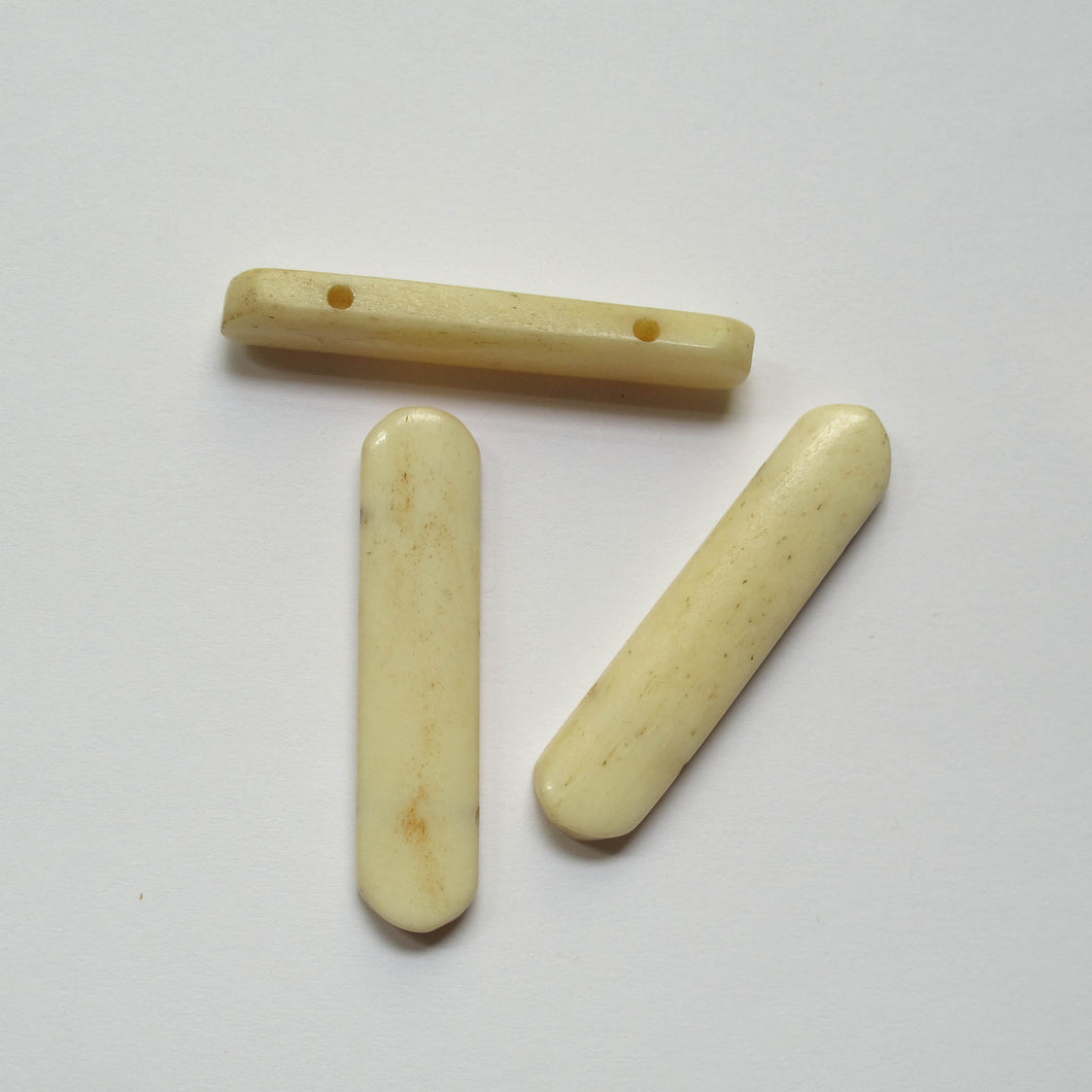 Spacers, Extra-Long White Bone, with 2 holes
