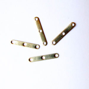 Spacers, Metal, 3-Hole, Gold