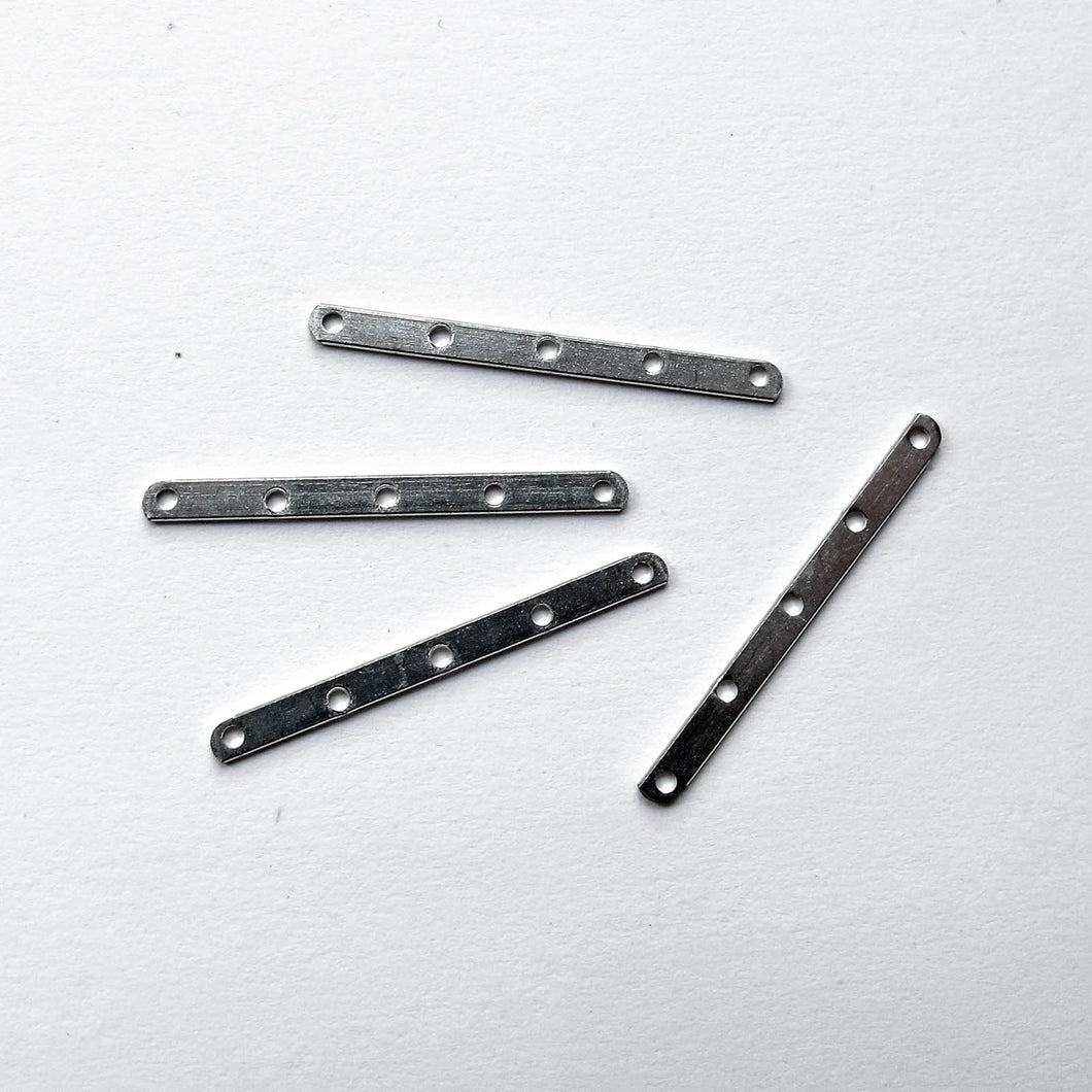Spacers, Metal, 5-Hole, Silver