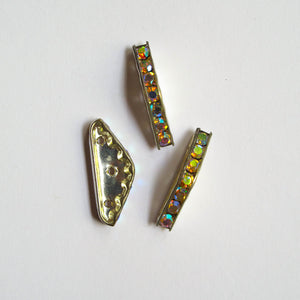 Spacers, Metal with Rhinestones, 3-Hole 