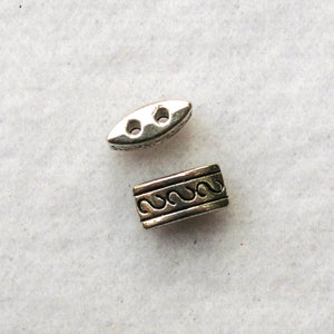 Spacers, Decorative Metal, 2-Hole, Silver-Colored Pewter