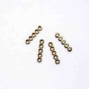 Gold Spacers, Rounded Metal, 5-Hole 
