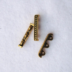 Gold Spacers, Decorative Metal, 3-Hole 