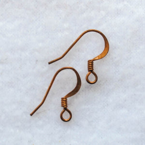 French Hook Earring Wires, Hammered copper