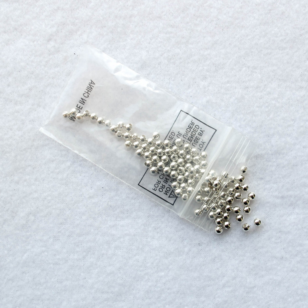 4mm. Silver-Plated Steel Beads