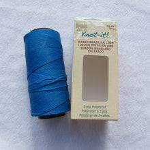 Load image into Gallery viewer, Knot-it! Brazilian waxed polyester cord .7mm 100 grams capri blue