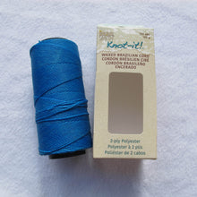 Load image into Gallery viewer, Knot-it! Brazilian waxed polyester cord .7mm 100 grams capri blue