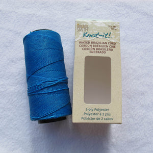 Knot-it! Brazilian waxed polyester cord .7mm 100 grams capri blue