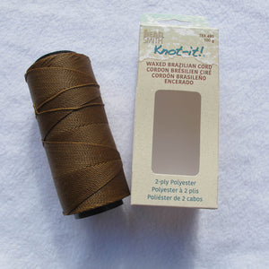 Knot-it! Brazilian waxed polyester cord .7mm 100 grams pecan