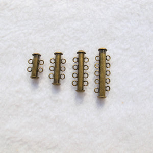 Antique Brass Multi-Strand Slide-Lock Clasps with Horizontal Loops