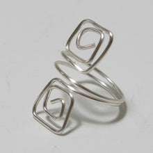 Load image into Gallery viewer, Double Squares Adjustable Wire Ring in Silver